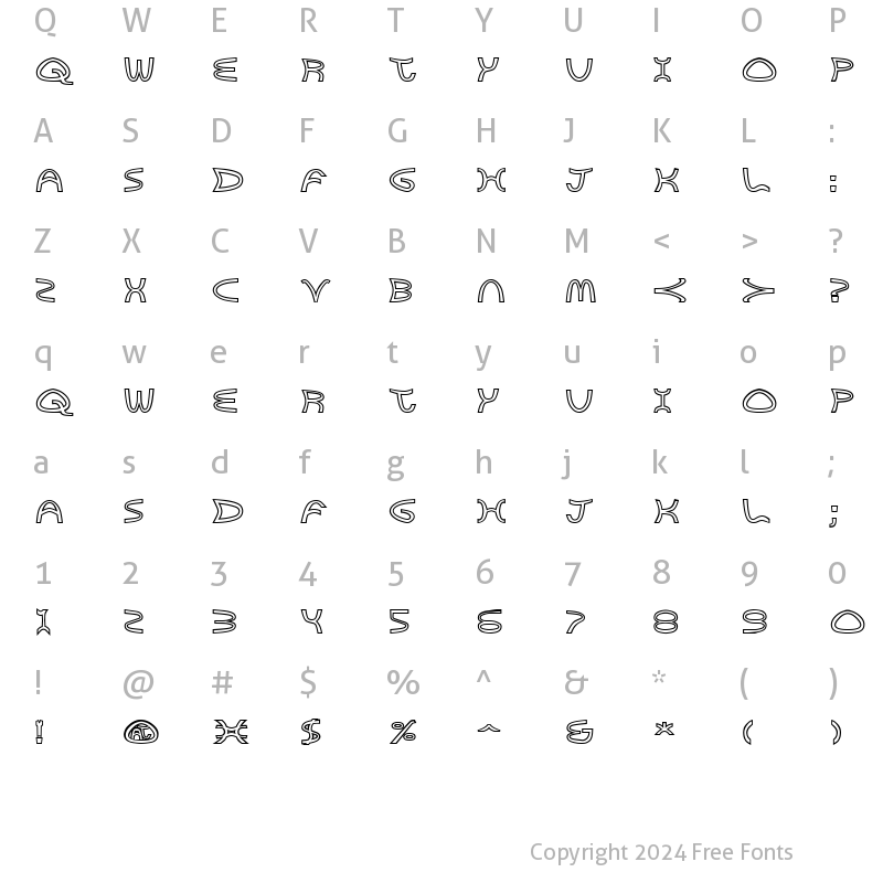 Character Map of Golden Arches Outline Regular