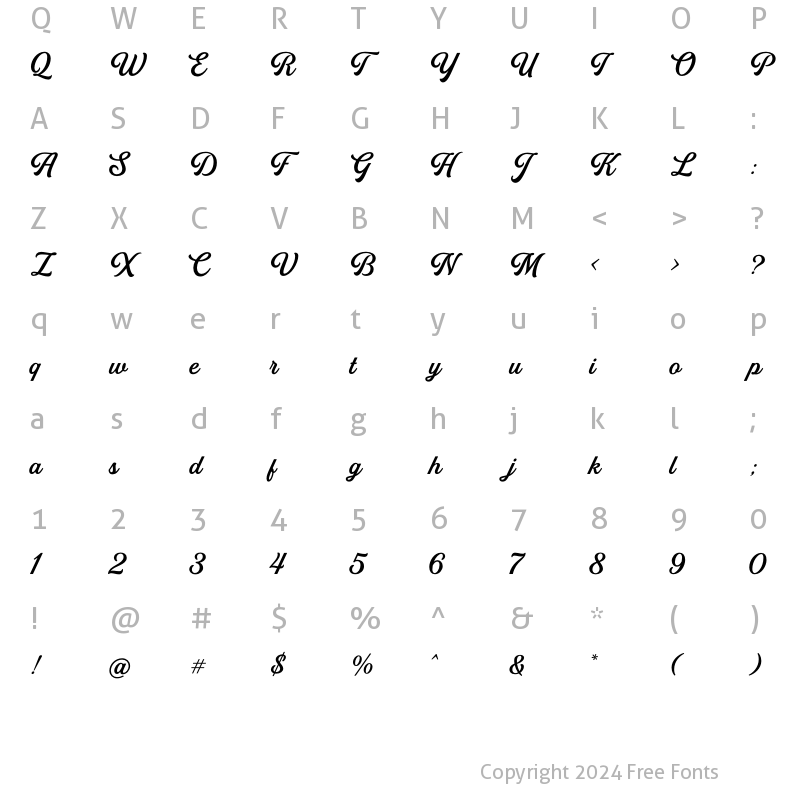 Character Map of Golden Hills Regular