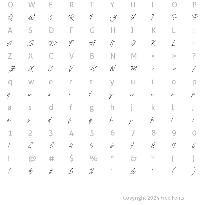 Character Map of Golden Hopes Regular