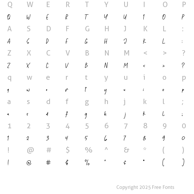 Character Map of Golden Valley Regular