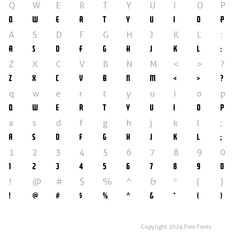 Character Map of GoldenGate-Gothic Regular