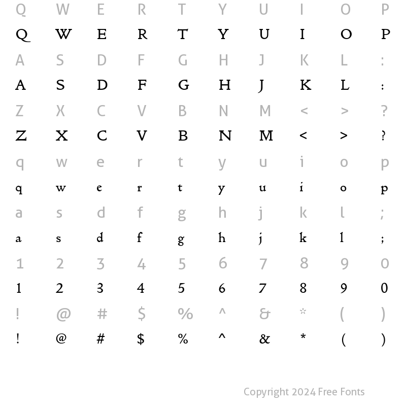 Character Map of GoldenTypeEF Original Regular