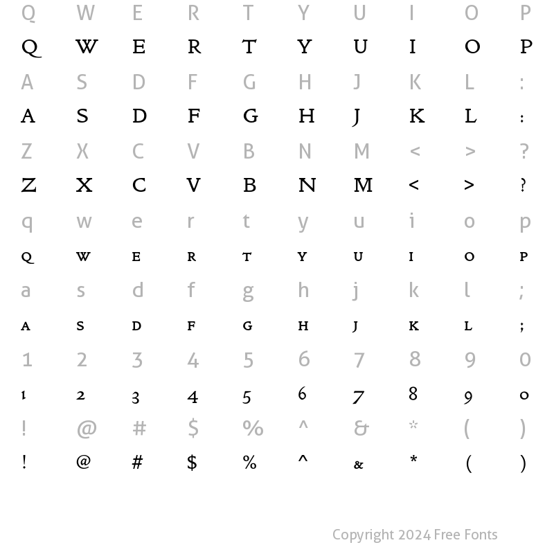 Character Map of GoldenTypeSCEF Original Regular