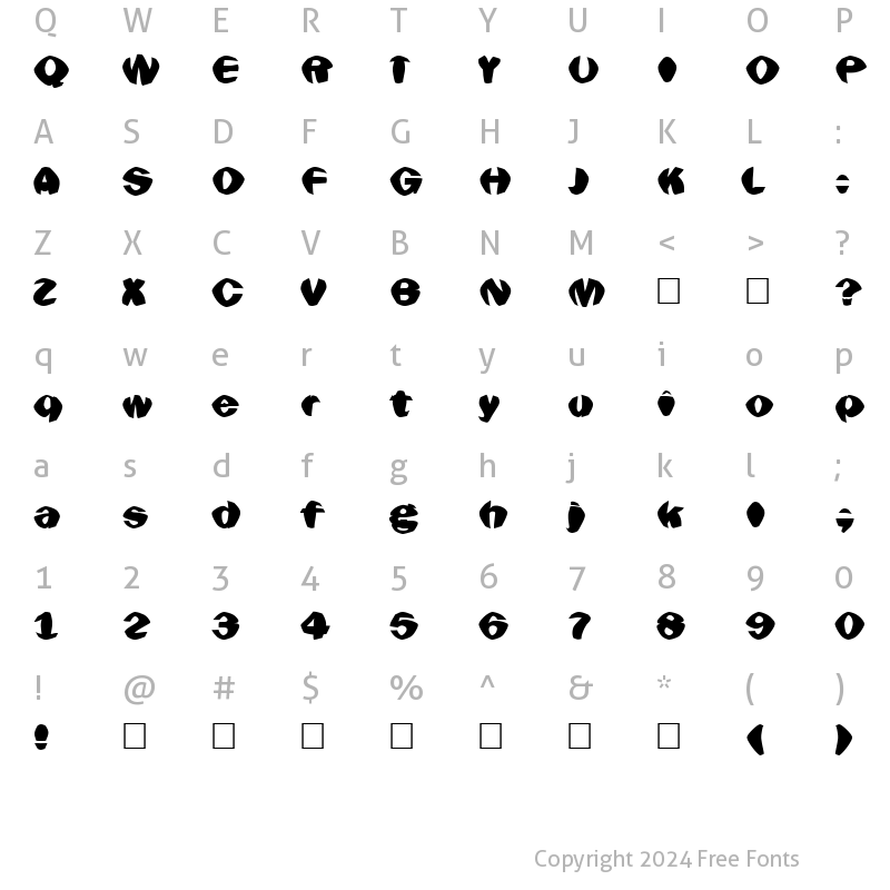 Character Map of Goldfish Regular