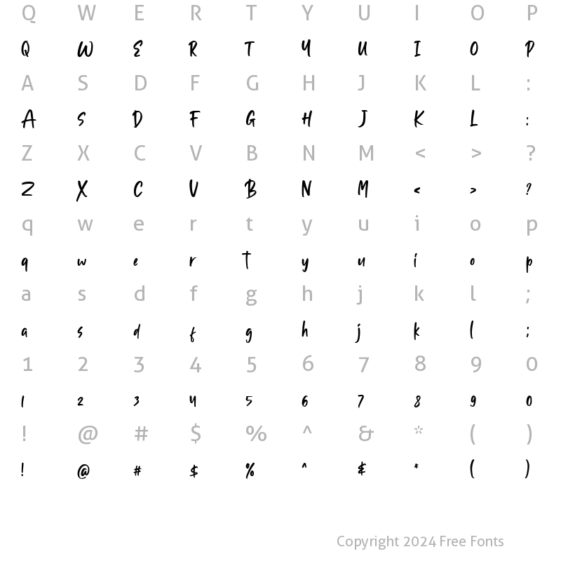 Character Map of Goldisyle Regular