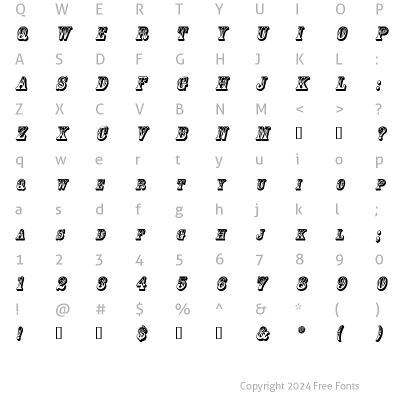 Character Map of GoldRush Italic