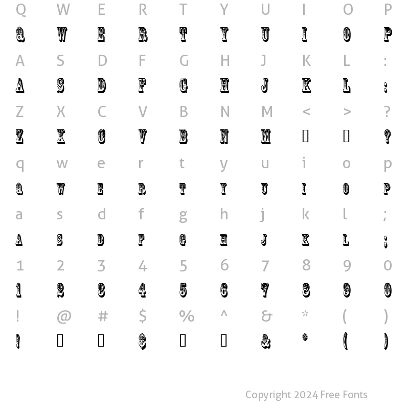 Character Map of GoldRushCondensed Regular