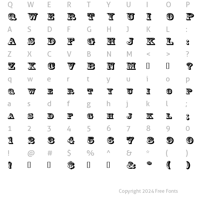 Character Map of GoldRushExtended Regular