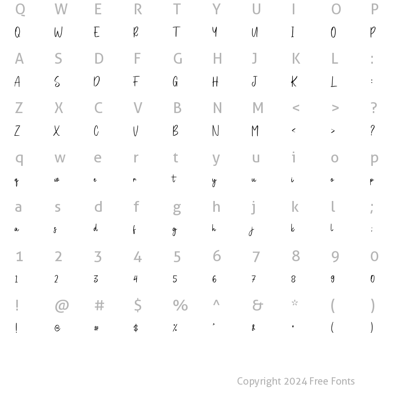 Character Map of Goldshift Regular