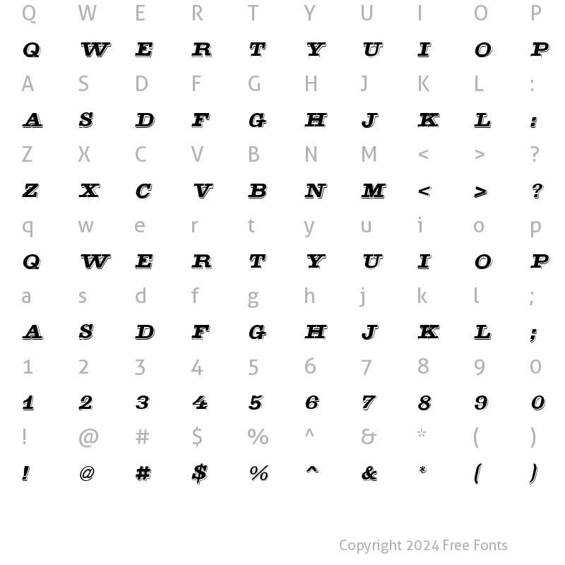 Character Map of Goldstone Italic