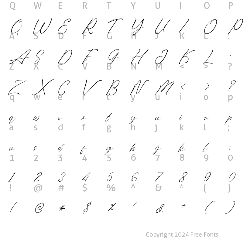 Character Map of Goldstring Italic