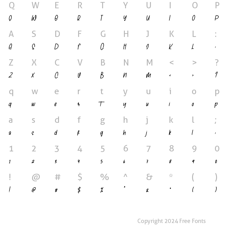 Character Map of Golfrush Regular