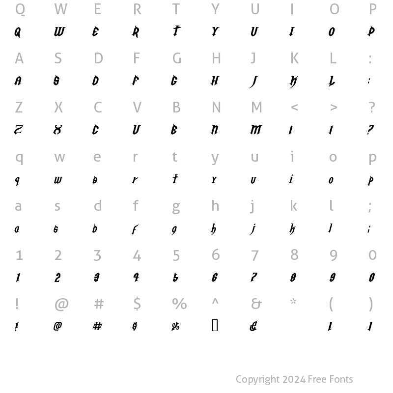 Character Map of Golgotha Oblique E. Golgotha Oblique E.