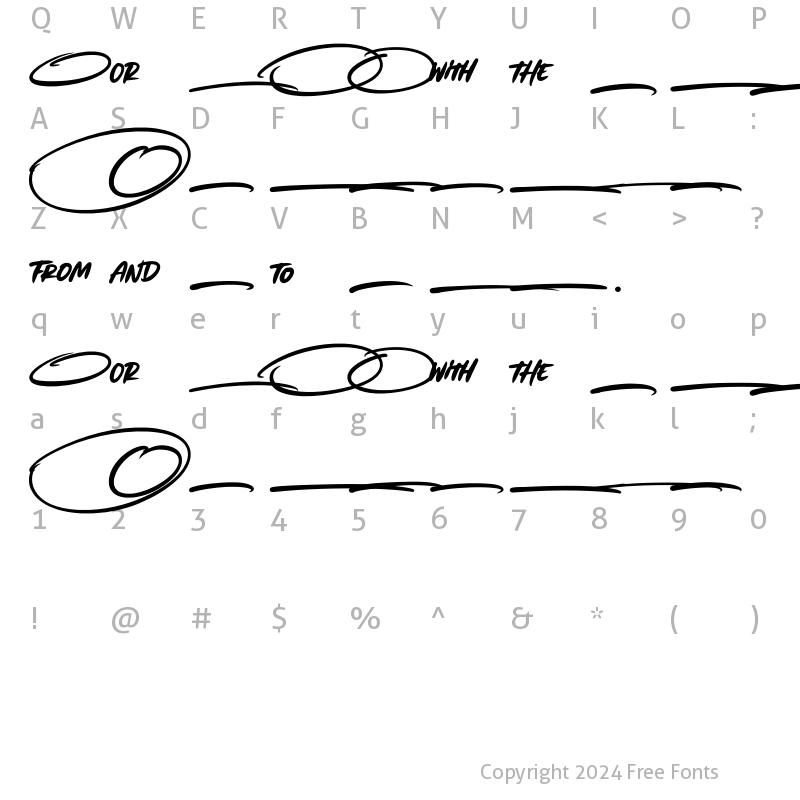 Character Map of Goliart Brush Extras Regular