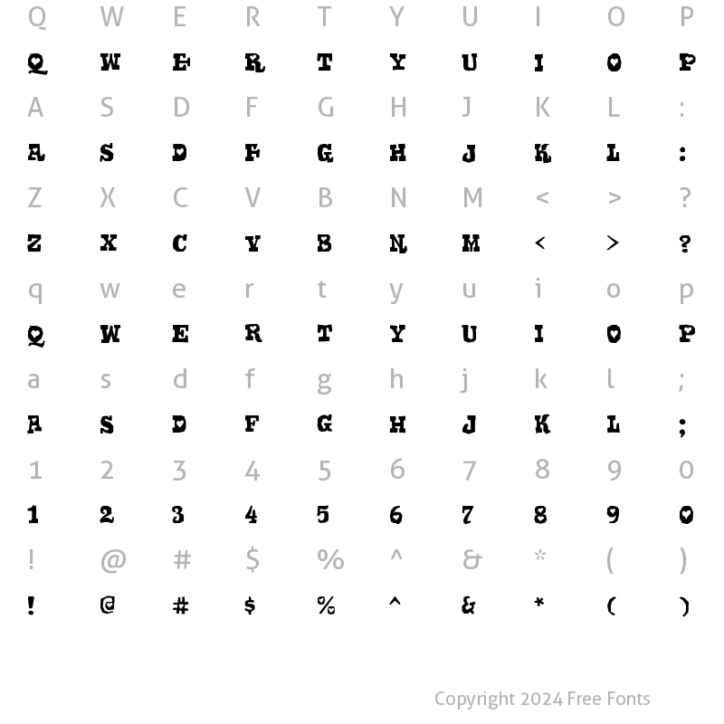 Character Map of Gomoku Regular