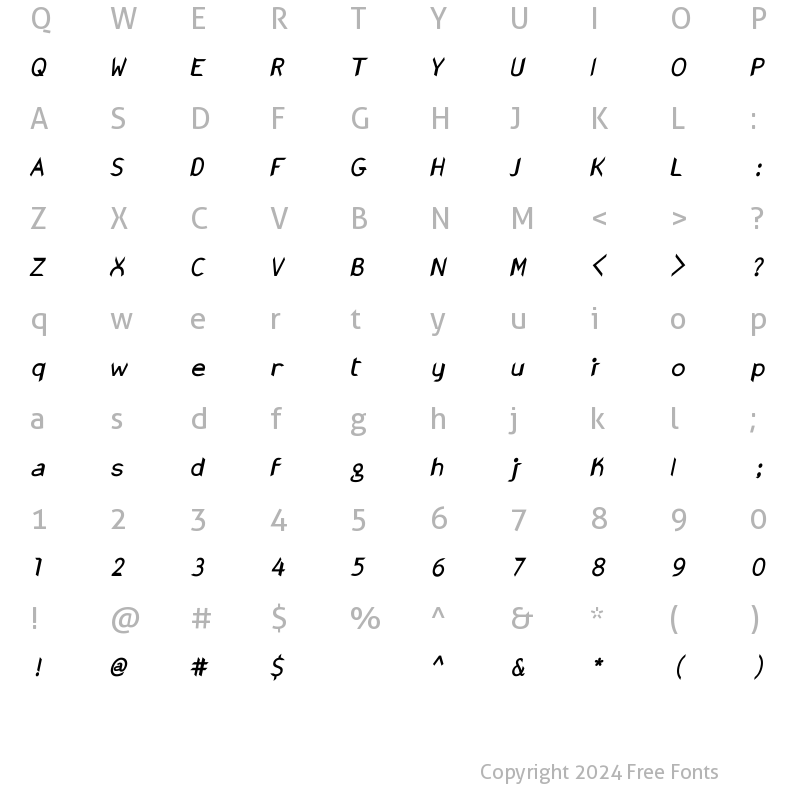 Character Map of Gonza ItalicBold