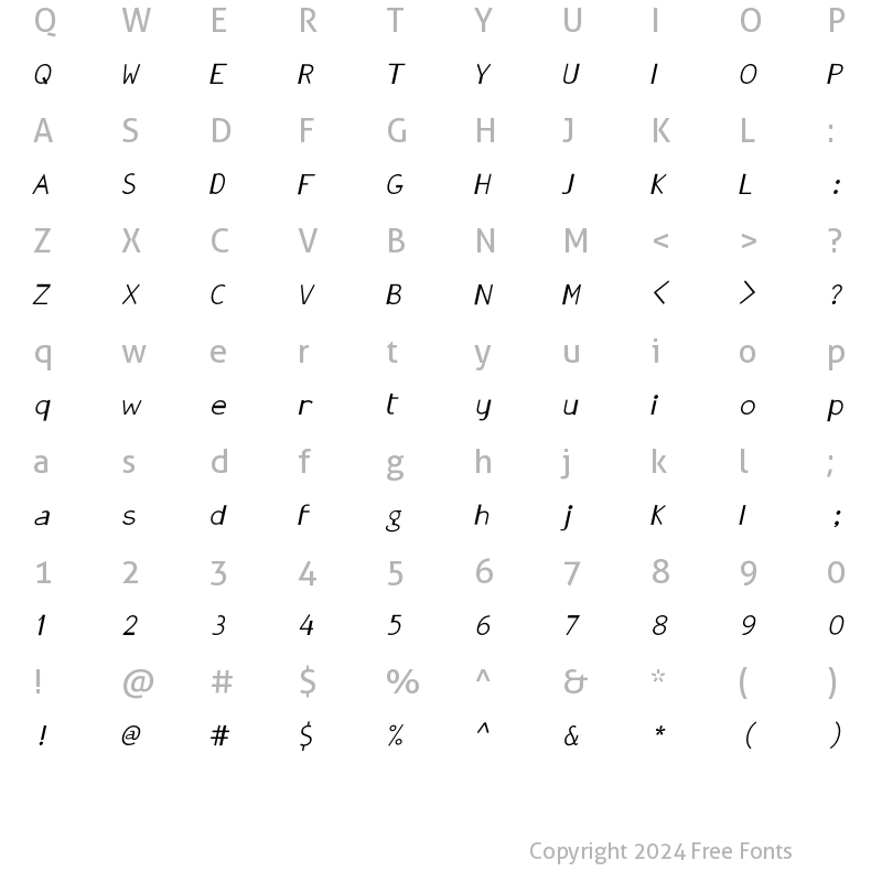 Character Map of GonzaPlus Oblique