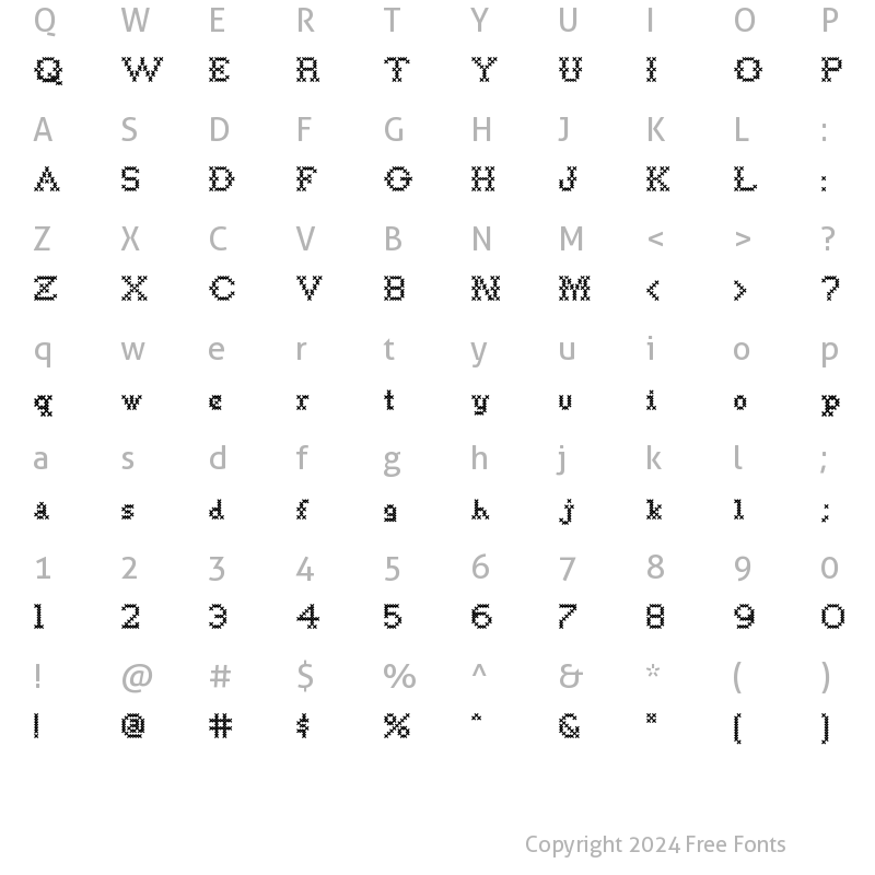 Character Map of Goodbye Crewel World NF Regular