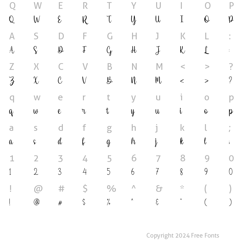 Character Map of Goodness Cakes Demo Regular