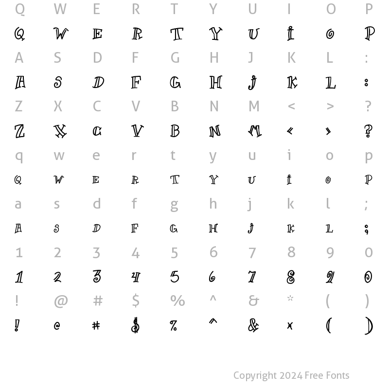 Character Map of Goofball Regular