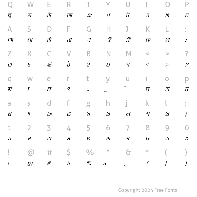 Character Map of GoomtiMJ Italic