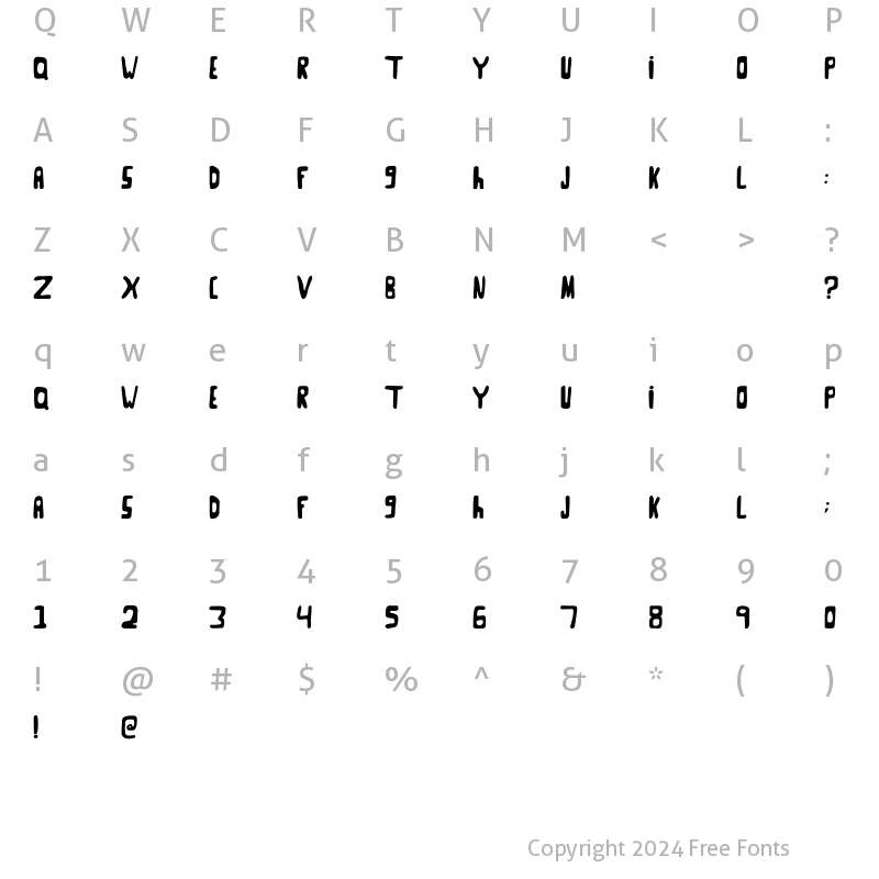 Character Map of Goose Neck Regular