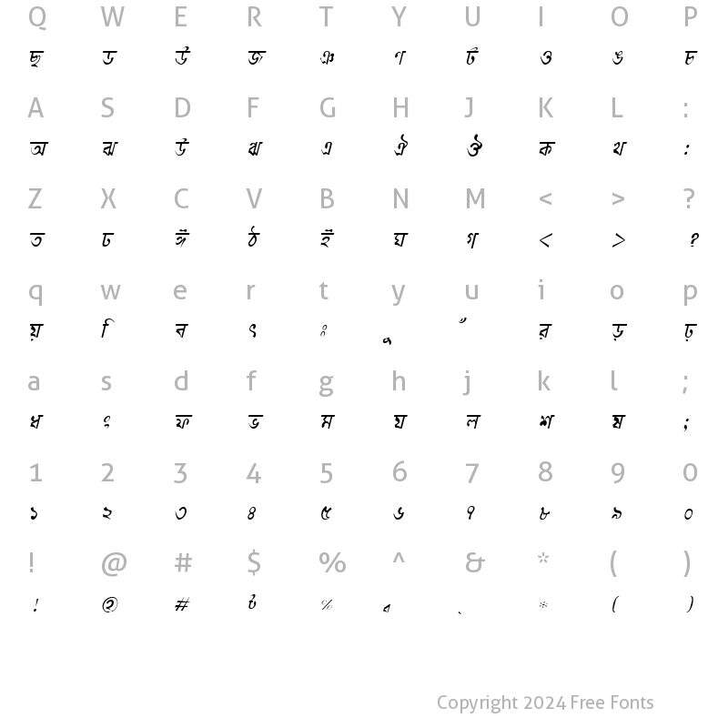 Character Map of GoraiMJ Italic