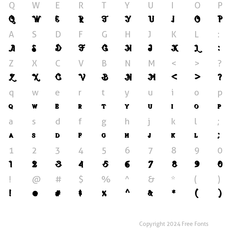 Character Map of Gorga Font Shadow Regular