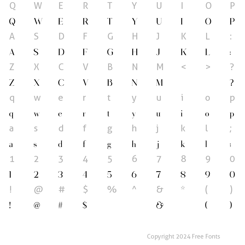 Character Map of Gorgeous Serif Font Regular