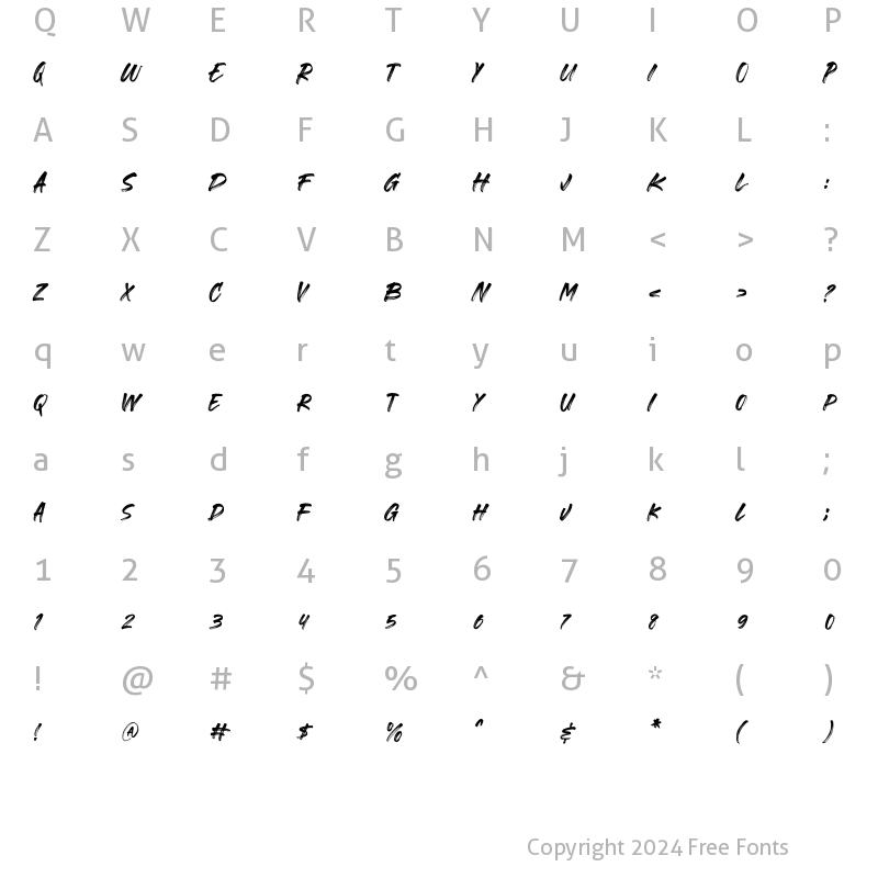 Character Map of Gorock Brush Regular