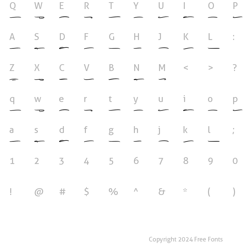 Character Map of Goryfitts swash Regular