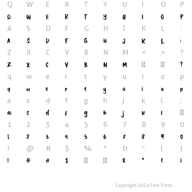 Character Map of Gosber Brush Regular