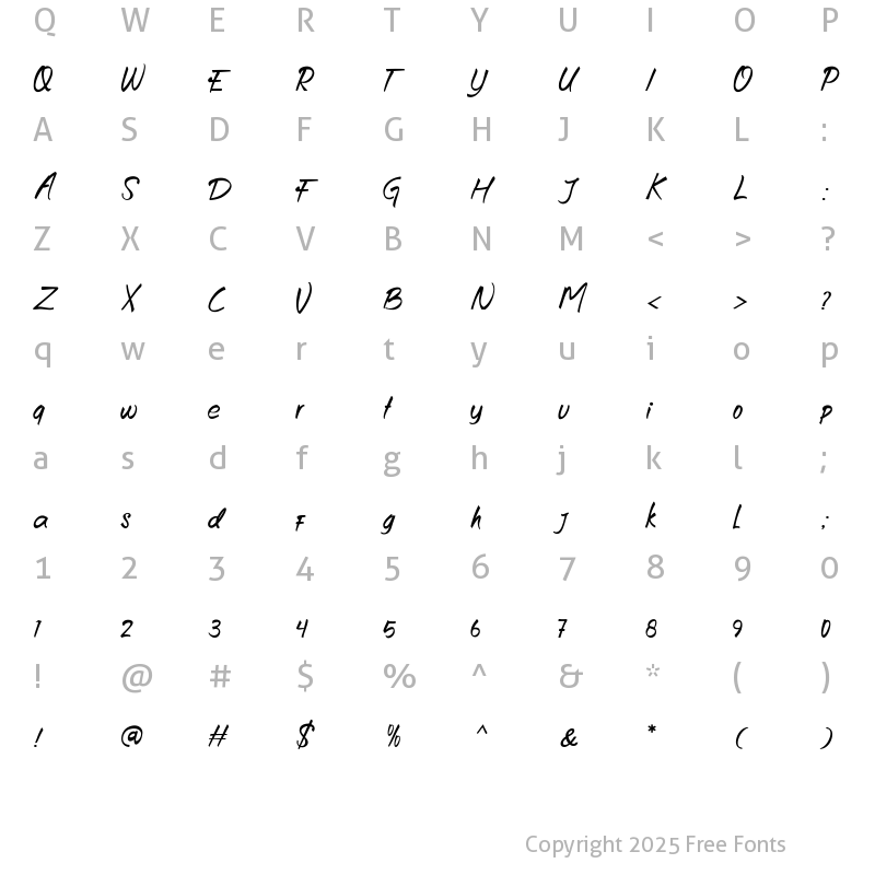 Character Map of Gosht Town Regular