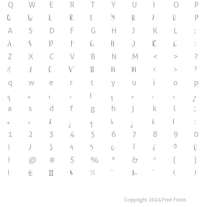 Character Map of Goshty Doll Regular