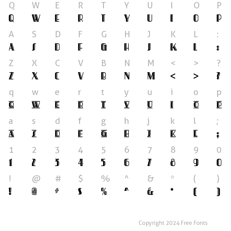 Character Map of Gotham Rail Company NF Regular