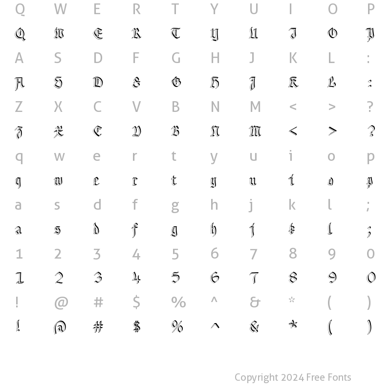 Character Map of GothamburgShadowed Regular