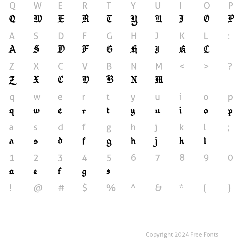 Character Map of GothBallCrap Bold