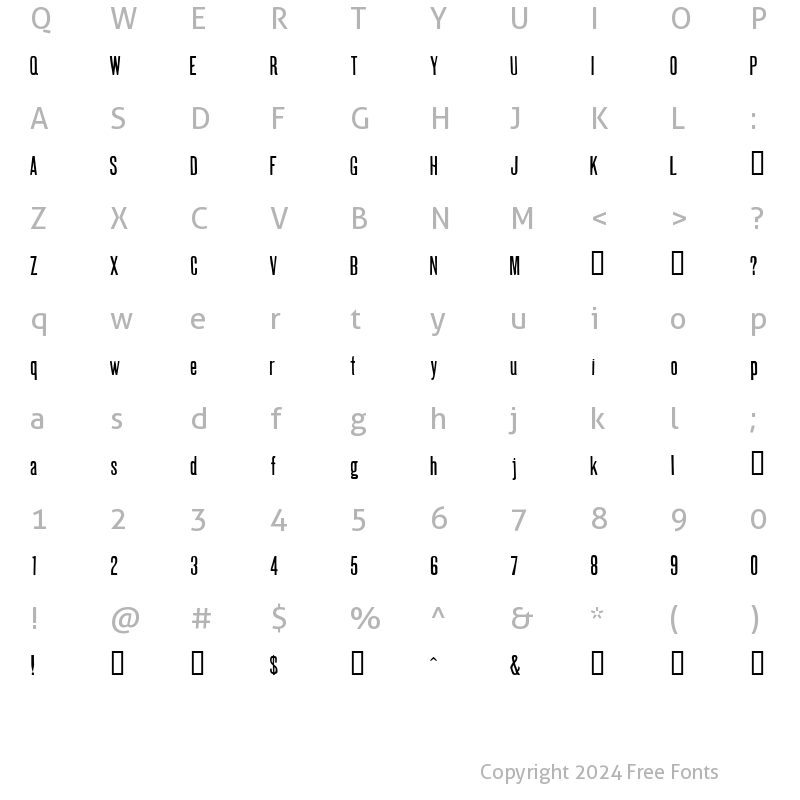 Character Map of Gothic Compressed HPLHS