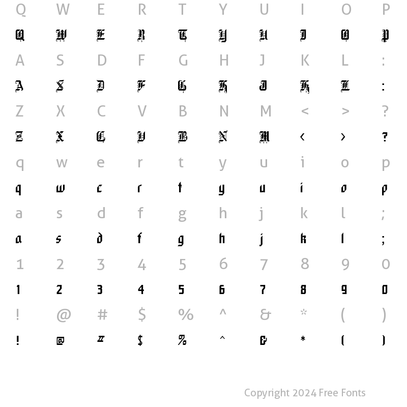 Character Map of Gothic-Condensed Normal