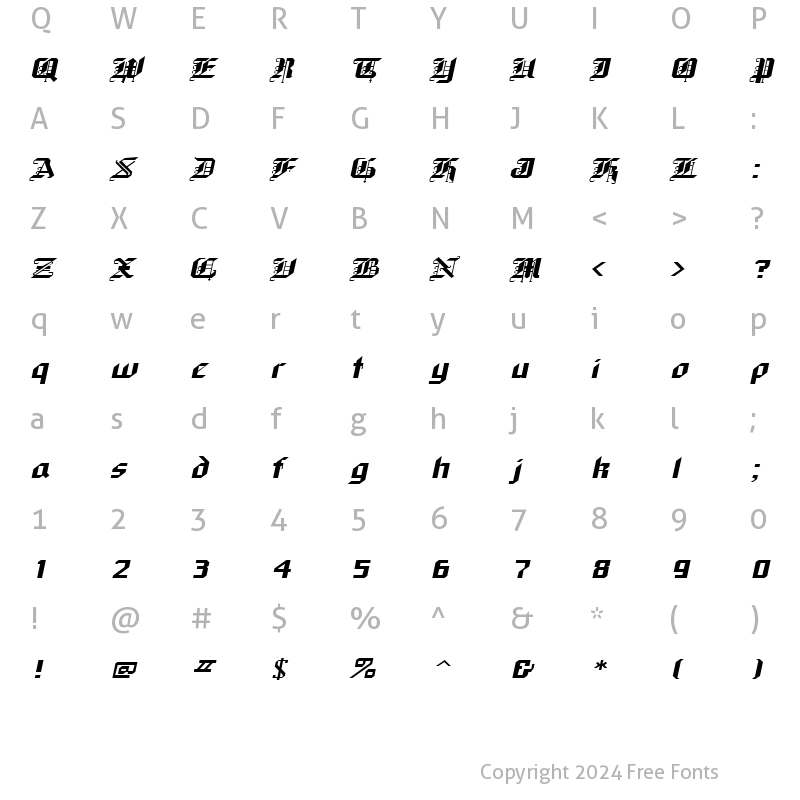 Character Map of Gothic-Extended Italic