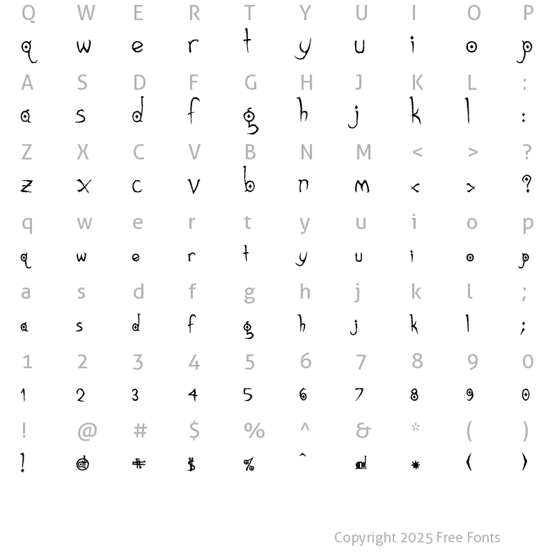 Character Map of Gothic Hijinx Rough Regular