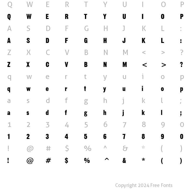 Character Map of GothicNo13 BT Regular