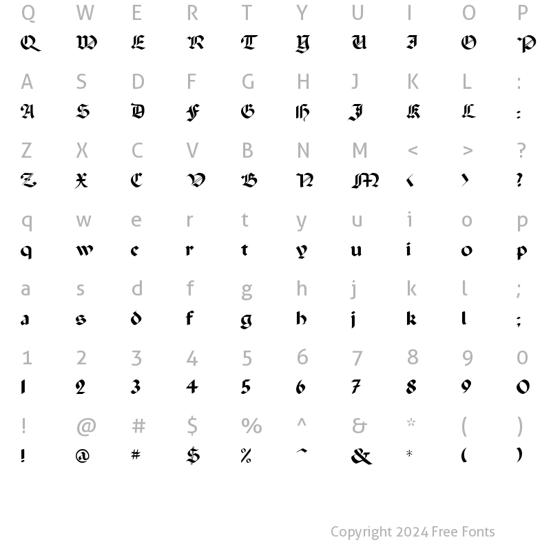 Character Map of GothicRus Medium