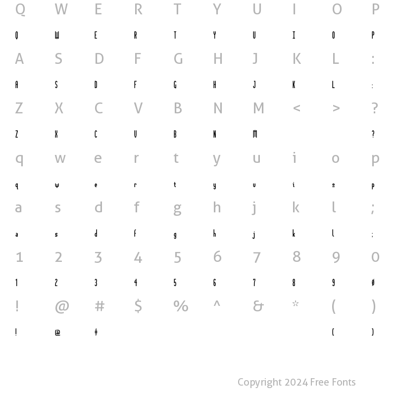 Character Map of Gothik#108 Regular