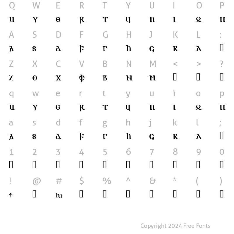 Character Map of Gotik AOE Regular