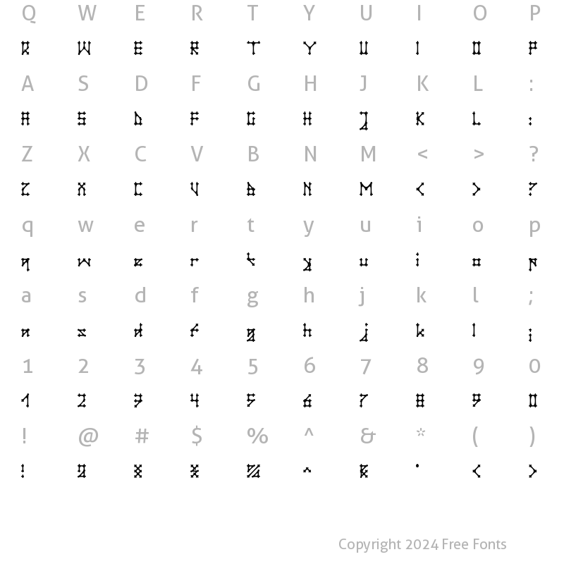 Character Map of Gotika Apvalus Regular