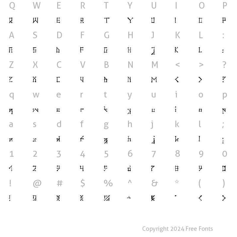 Character Map of Gotika Brokas Regular