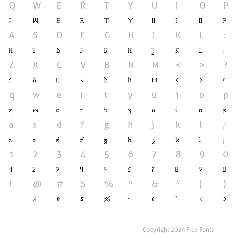 Character Map of Gotika Serifai A Regular