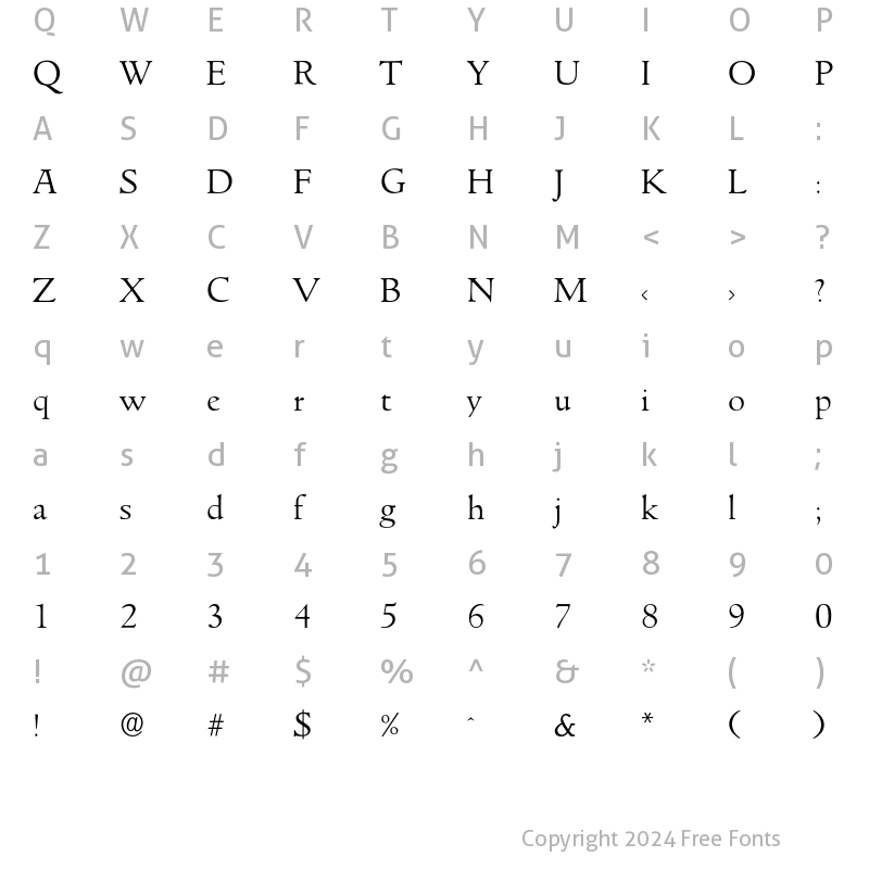 Character Map of Goudita-Light Regular