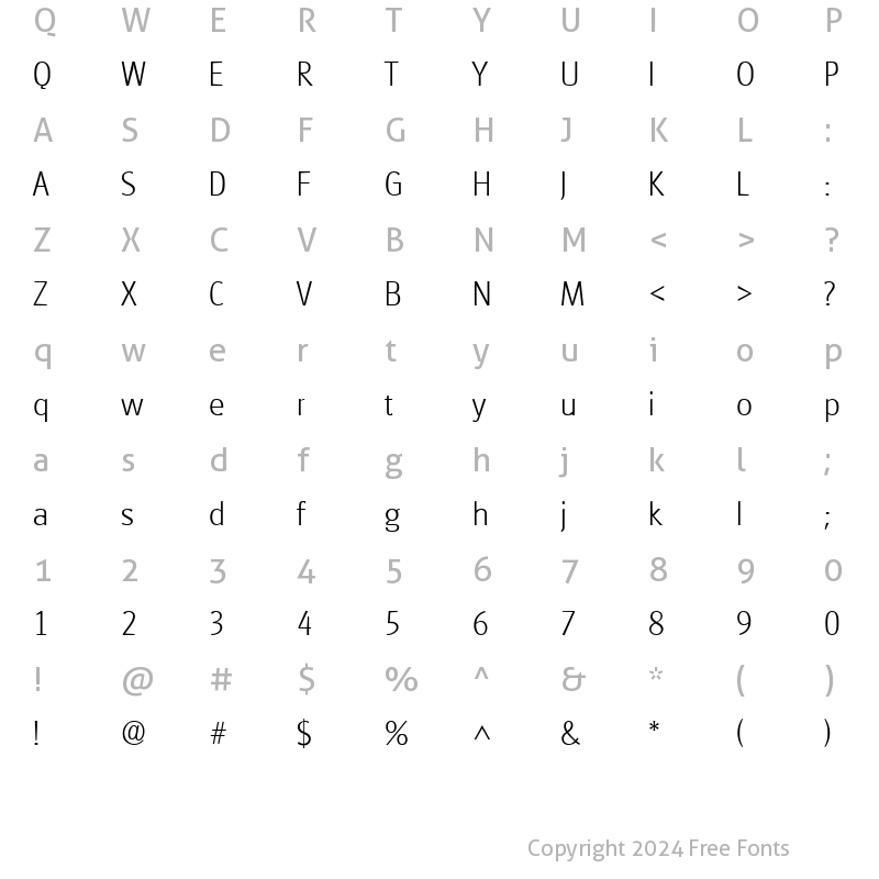 Character Map of Goudita Sans Light SF Regular